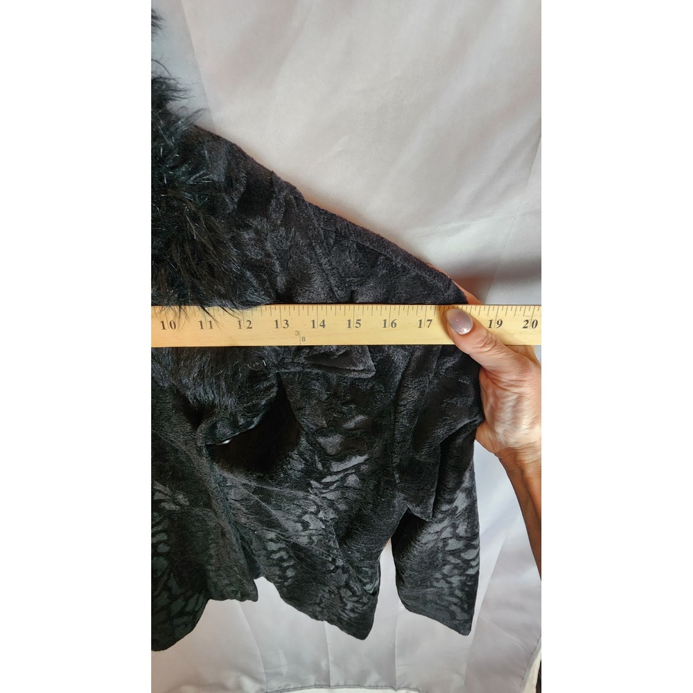 Mulberry Street Vintage Faux Fur Jacket Black Russian Made Mobwife Coat Medium - Picture 6 of 7
